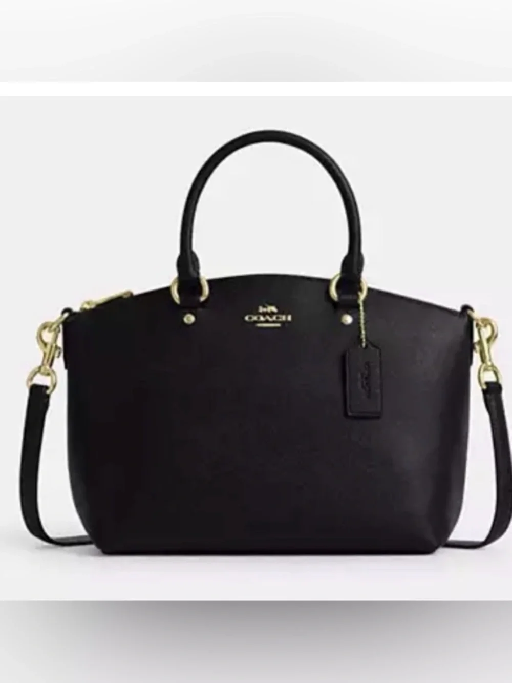 🖤💛Coach NWT Black Pebbled Leather Sadie Satchel/Crossbody strap/Gold Hardware‎